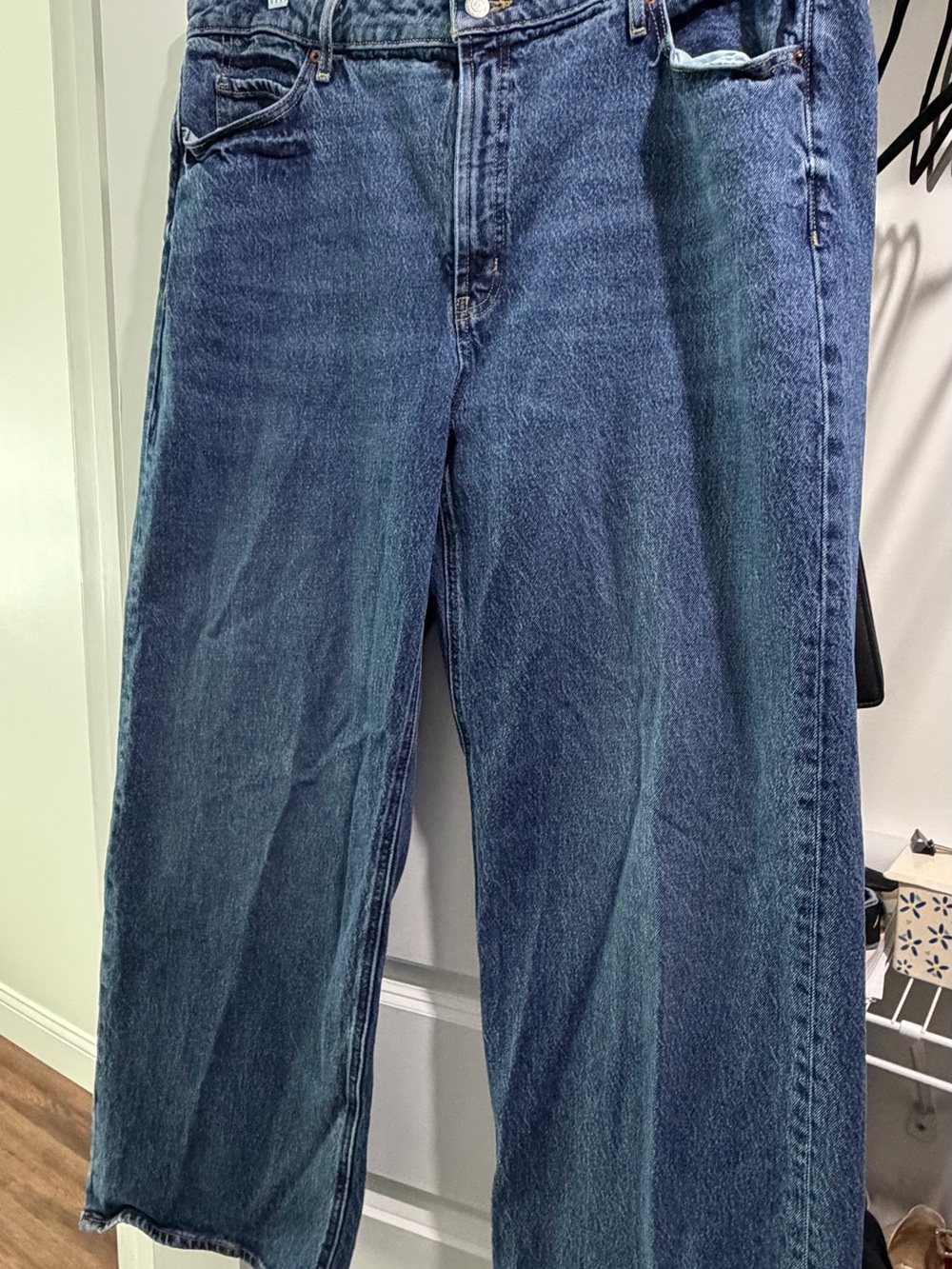 Old Navy Wide Leg Flare Jeans in Dark Blue Denim